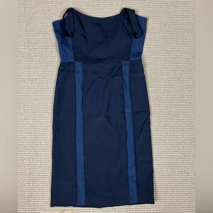 French Connection Black And Blue Midi Color Block Sheath‎ Dress